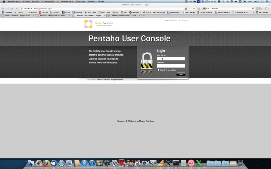 Pentaho User Console modificado para producción